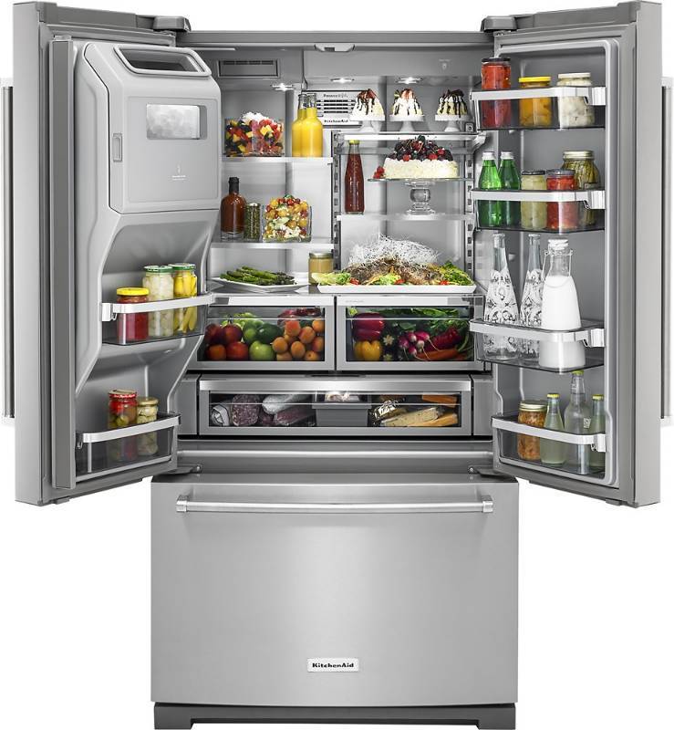 lot 5 image: BRAND NEW - WITH WARRANTY - KITCHENAID  MODEL # (KRFF707ESS) - 26.8 Cu. Ft. French Door Refrigerator - Stainless steel -  MSRP $ 3599.99