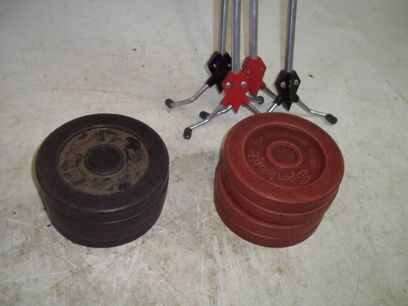 lot 266 image: Shuffle Board Pucks and handles