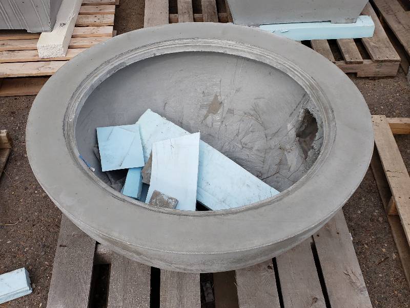 lot 18 image: Large Concrete Planter  Wood-Burning Fire Pit  Accent Pot