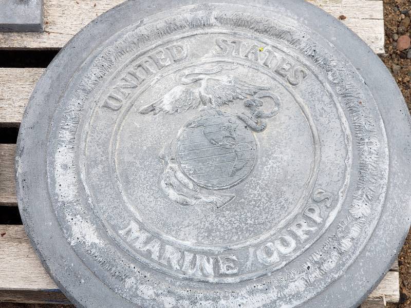 lot 49 image: United States Marine Corps Concrete Paver  Yard Art  Wall Hanging