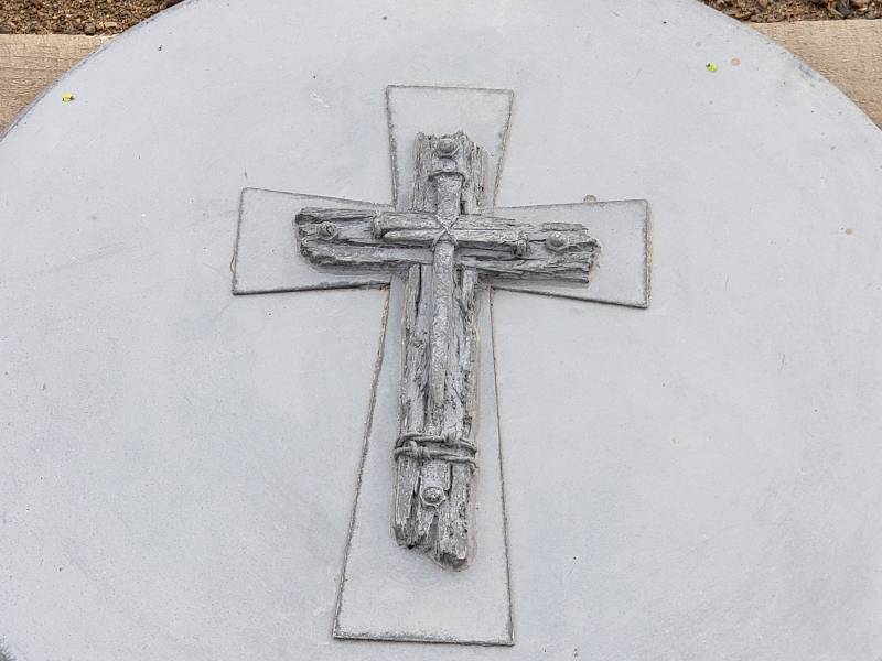 lot 55 image: Cross and Nails Concrete Paver  Yard Art  Wall Hanging