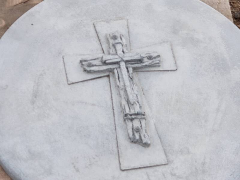 lot 56 image: Cross and Nails Concrete Paver  Yard Art  Wall Hanging