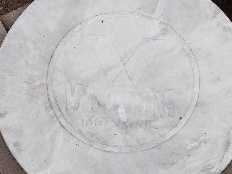 lot 112 image: Valvoline Logo Concrete Paver  Yard Art  Wall Hanging