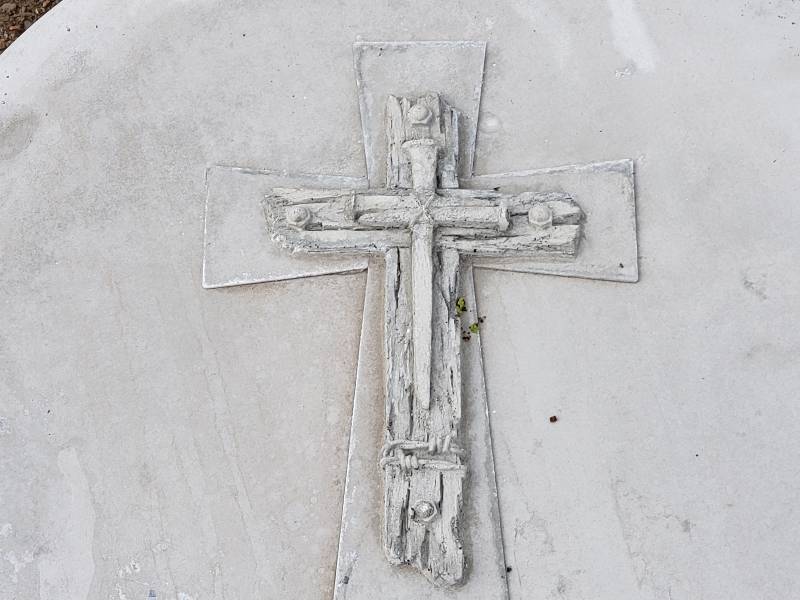lot 113 image: Cross and Nails Concrete Paver  Yard Art  Wall Hanging