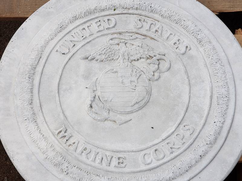 lot 114 image: United States Marine Corps Concrete Paver  Yard Art  Wall Hanging
