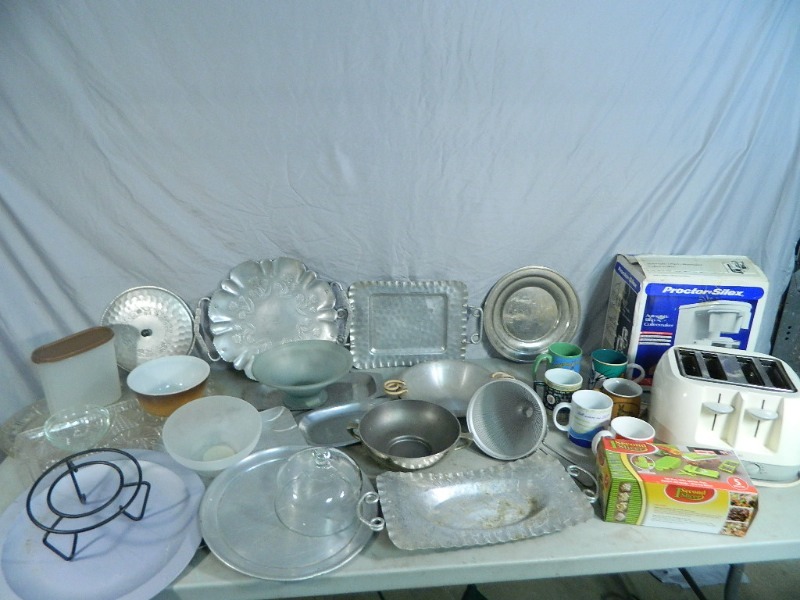 Metal Platters, Appliances, Pyrex, Etc