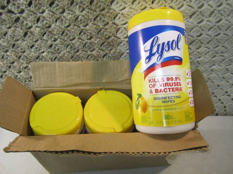 lot 39 image: Box of 3 Lysol Disinfecting Wipes  ...