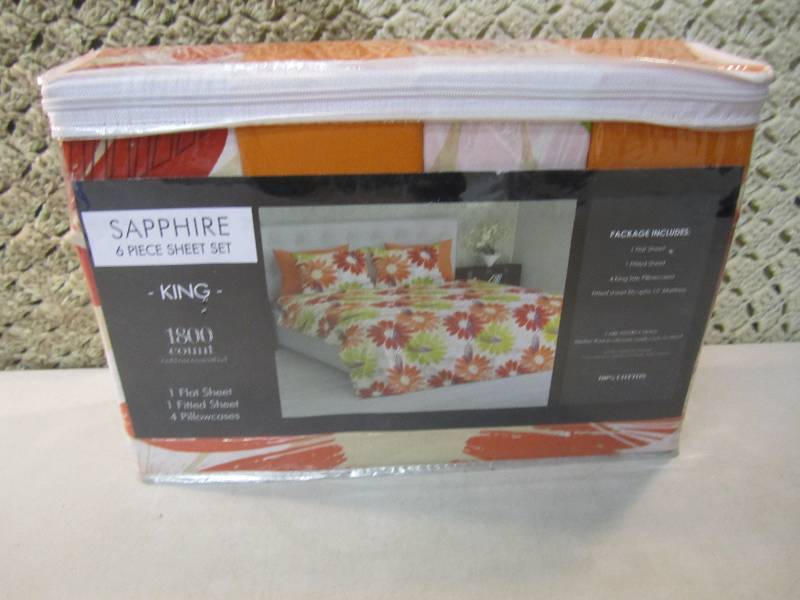 lot 56 image: Sapphire 6-Piece Sheet Set King Siz...