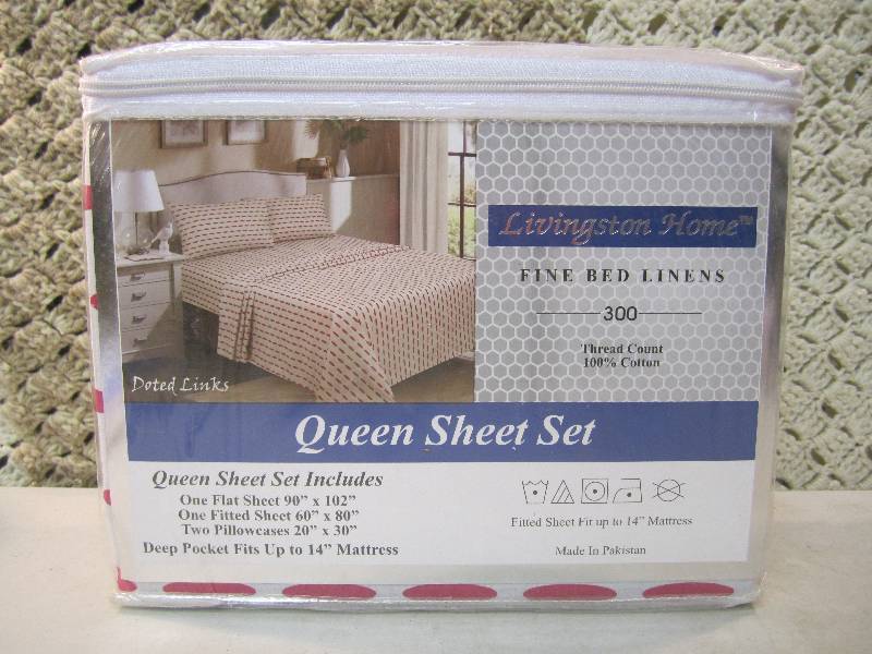 lot 62 image: Livingston Home Queen Sheet Set  D-...