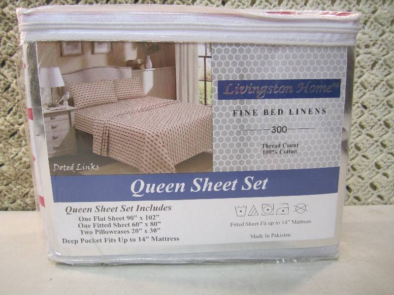 lot 63 image: Livingston Home Queen Sheet Set  D-...