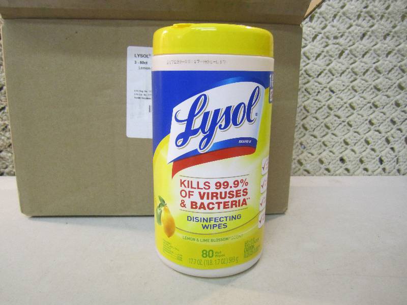lot 92 image: Box of 3 Lysol Disinfecting Wipes  ...