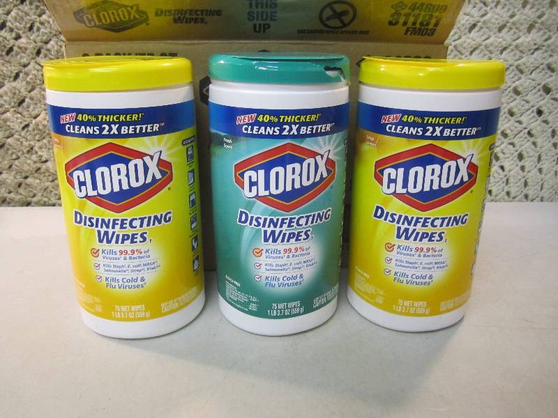 lot 95 image: Box of 3 Lysol Disinfecting Wipes  ...