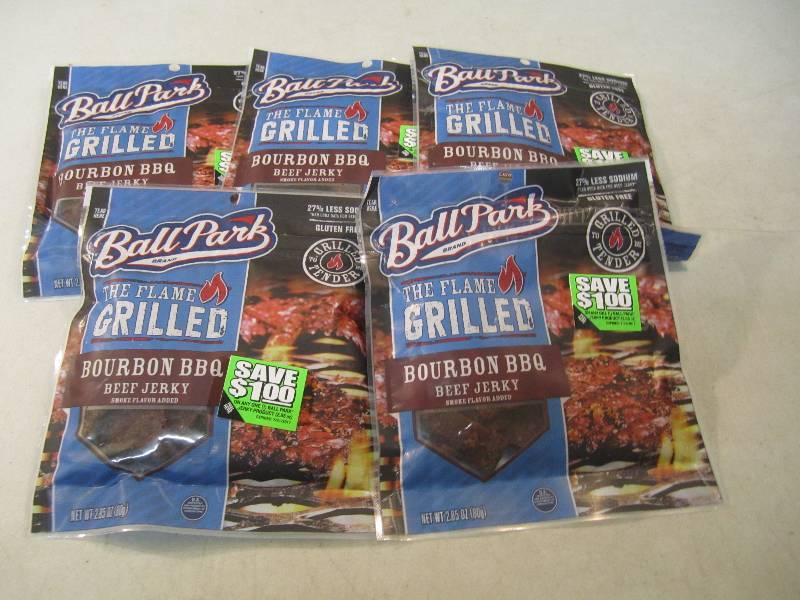 lot 134 image: 5 Bags Ball Park Bourbon BBQ Beef J...
