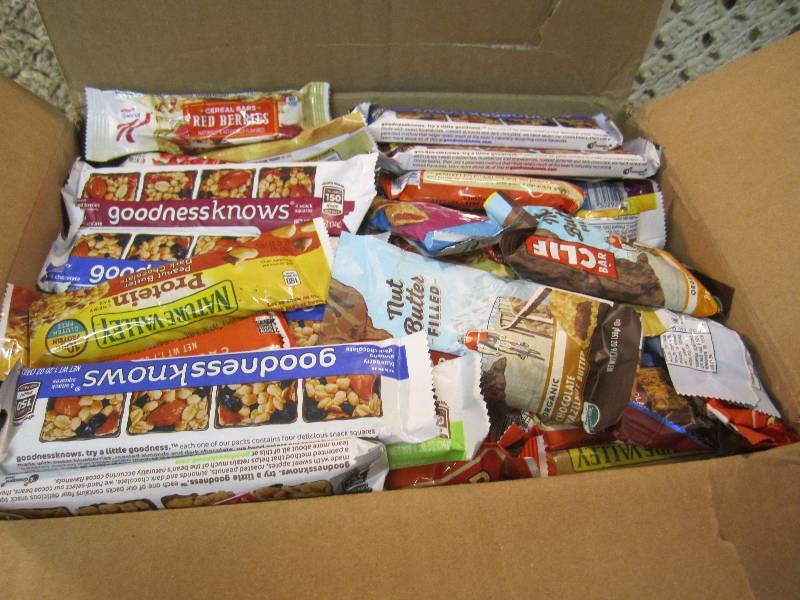 lot 147 image: Box Full of Various Granola and Pow...