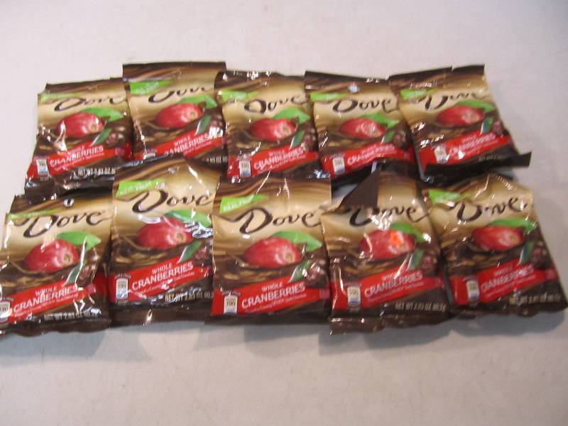 lot 155 image: 10 Bags Dove Whole Cranberries Dipp...