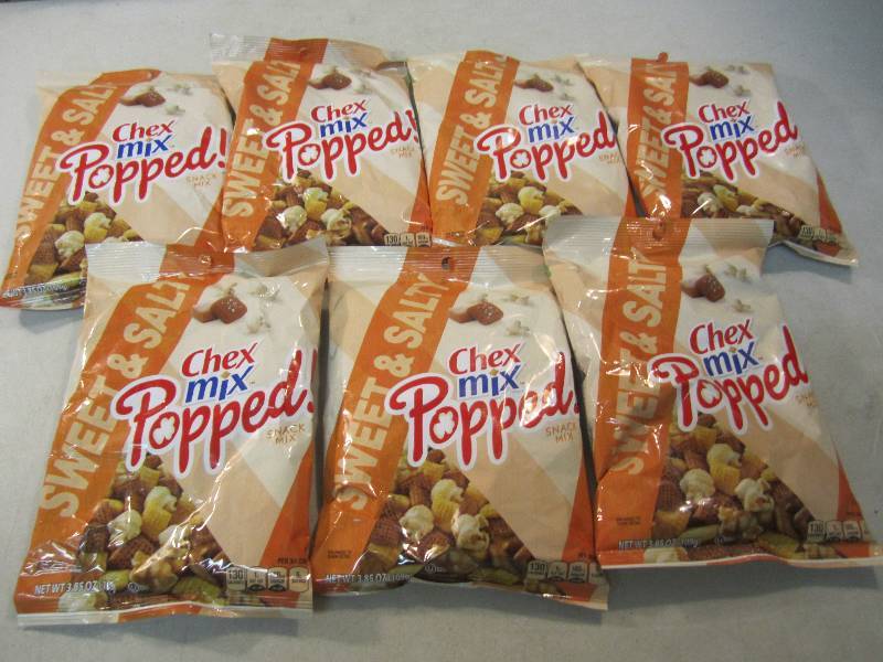 lot 162 image: 7 Bags Chex Mix Popped Sweet & Salt...