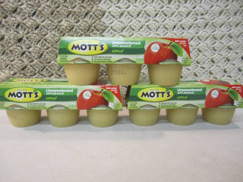 lot 249 image: 3 - 6-Packs Motts Unsweetened Appl...