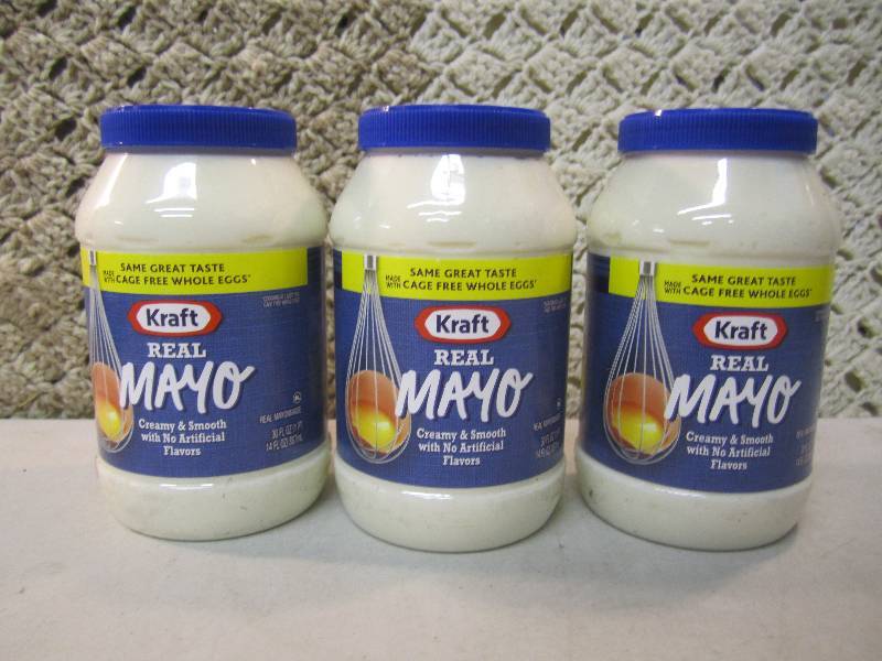 lot 252 image: 3 Jars Kraft Real Mayo Best by May ...