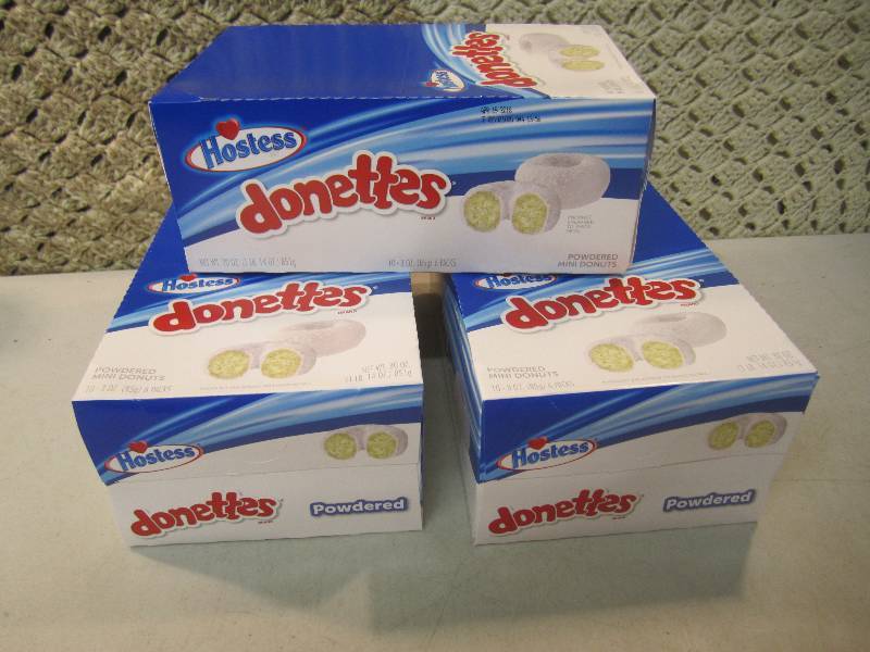 lot 281 image: 3 Boxes Hostess Powdered Mini Donut...