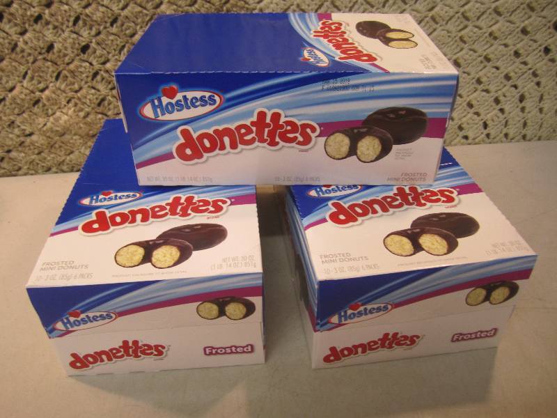 lot 282 image: 3 Boxes Hostess Frosted Mini Donuts...