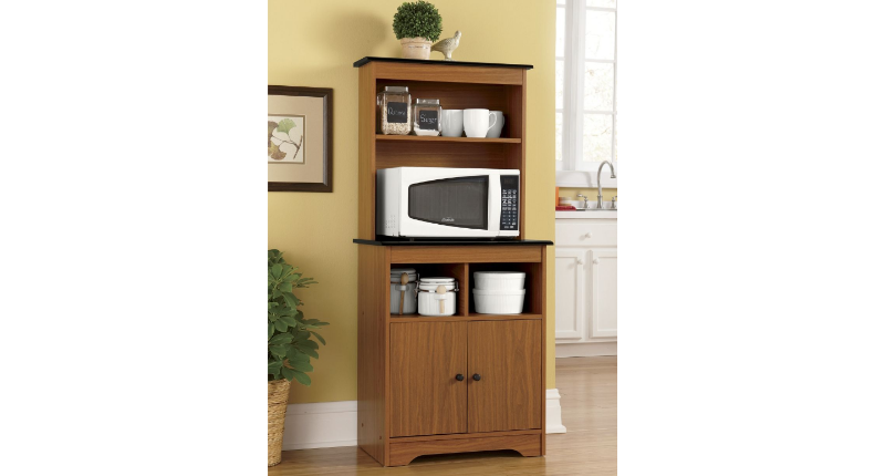 Haley Microwave Stand with Hutch op...