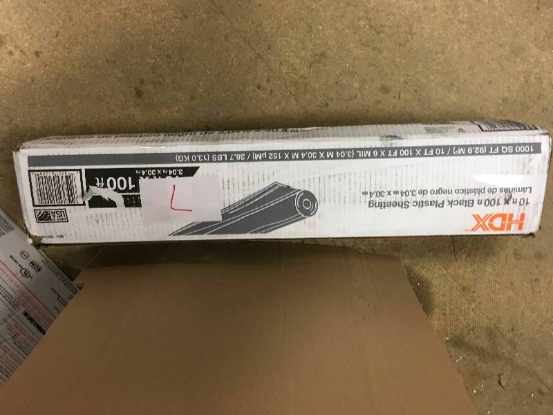 lot 7 image: HDX10 ft. x 100 ft. Black 6 mil Plastic Sheeting not used