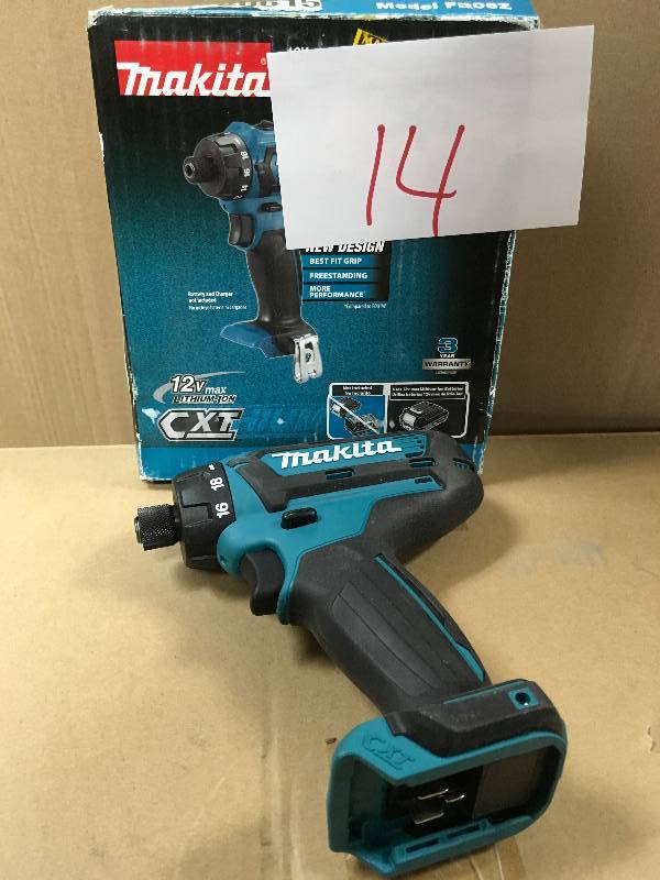 lot 14 image: Makita 12-Volt CXT Lithium-Ion 14 in. Hex Cordless Driver-Drill (Tool-Only) not used