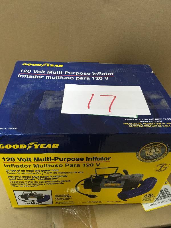 lot 17 image: GoodYear 120-Volt Multi-Purpose Inflator not used