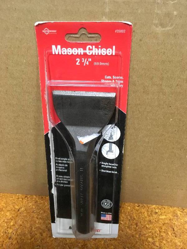 lot 30 image: Mayhew 2-34 in. x 7-12 in. Mason Chisel like new open package