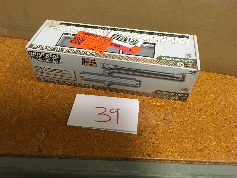 lot 39 image: Universal Hardware Medium-Duty Aluminum Commercial Door Closer not used like new