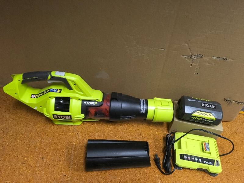 lot 41 image: 110 MPH 480 CFM Variable-Speed 40-Volt Lithium-Ion Cordless Jet Fan Leaf Blower - 3.0 Ah Battery and Charger Included not used