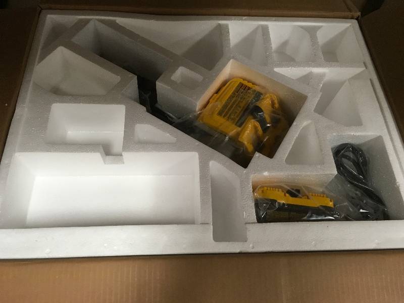 lot 43 image: DeWalt FLEXVOLT 120-Volt MAX Lithium-Ion Cordless Brushless 12 in. Sliding Miter Saw w AC Adapter (Tool-Only) like new