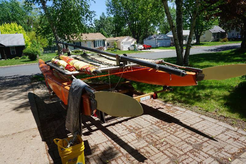 lot 1 image: 1976 Hobie Cat 16 Catamaran Sail Boat With Trailer