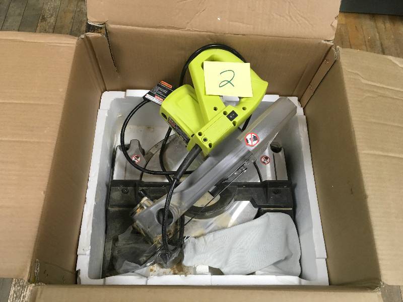 lot 2 image: RYOBI 14-Amp 10 in. Compound Miter Saw in Green USED