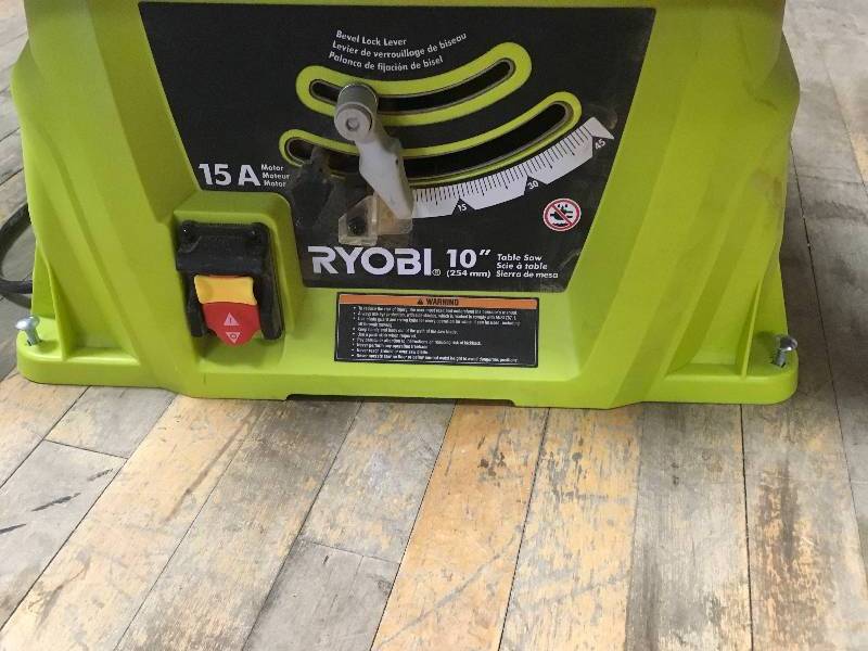 lot 6 image: Ryobi 10 in. 15 Amp Table Saw used