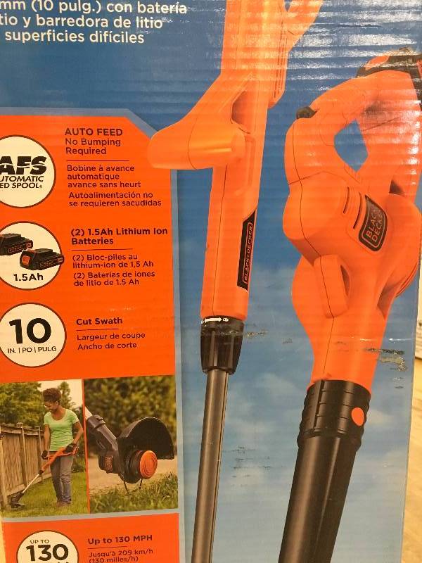 lot 10 image: BLACKDECKER LCC222 20V MAX Lithium String TrimmerEdger, Sweeper battery and charger included