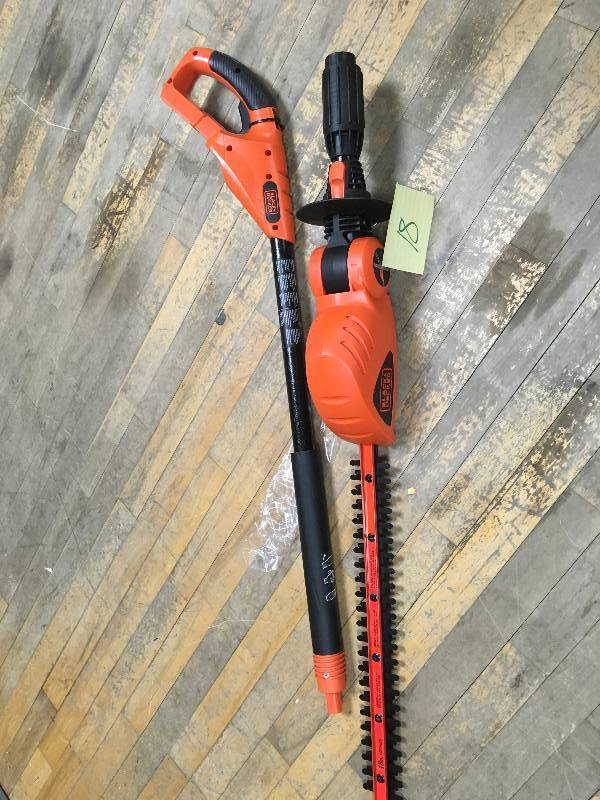 lot 18 image: BLACKDECKER 20-volt 18-in Dual Cordless Hedge Trimmer tool only  open box like new.