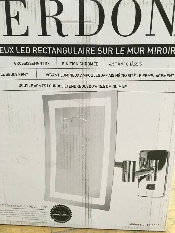 lot 21 image: Jerdon Jrt710cld 6.5-inch by 9-inch Wall Mount Rectangular Direct Wire Makeup Mirror Chrome Finish new.
