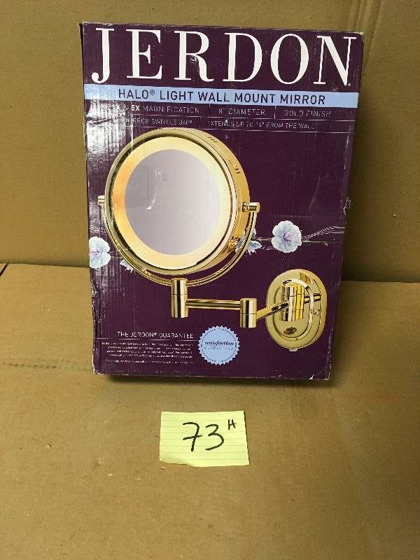 lot 73 image: Jerdon 8.5-Inch LED Lighted Wall Mount Makeup Mirror