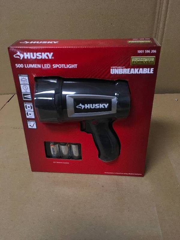 lot 81 image: Husky 500 Lumen LED Long Range Handheld Spotlight Virtually Unbreakable