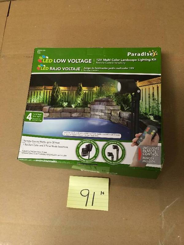 lot 91 image: LED Landscape Lighting Low Voltage Outdoor Path Pathway Light Kit open box new.