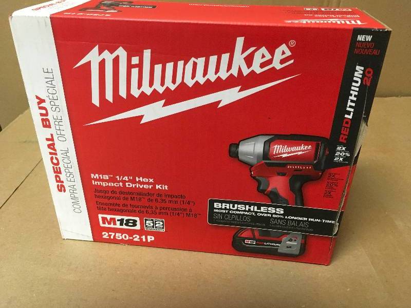 lot 98 image: Milwaukee 2750-20 M18 14 Hex Brushless Impact Driver Bare Tool 18V
