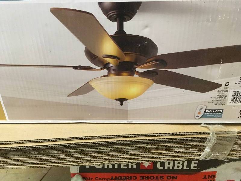 lot 101 image: Hampton Bay Flowe 52 Ceiling Fan Mediterranean Bronze-OB new.