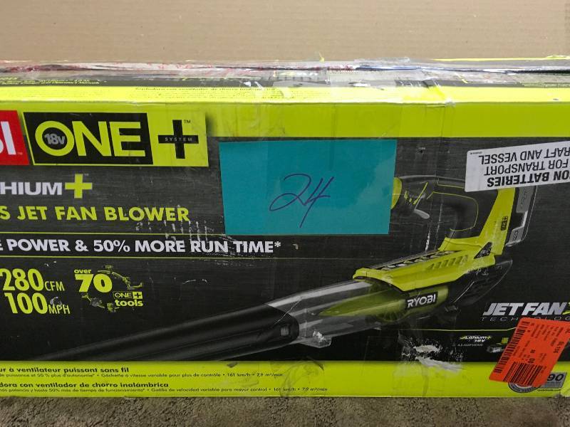 Ryobi 155 MPH 300 CFM 40-Volt Lithium-Ion Cordless Jet Fan Leaf Blower - Battery and Charger Not Included used in like new condition