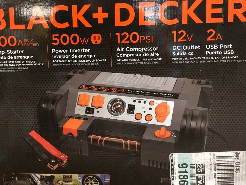 BLACKDECKER PPRH5B Portable Power Station900 Peak450 Instant Amps, 500W in like new condition