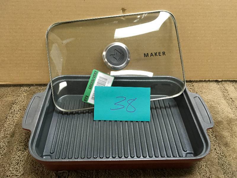 Red Rectangular French Enameled Cast Iron pan