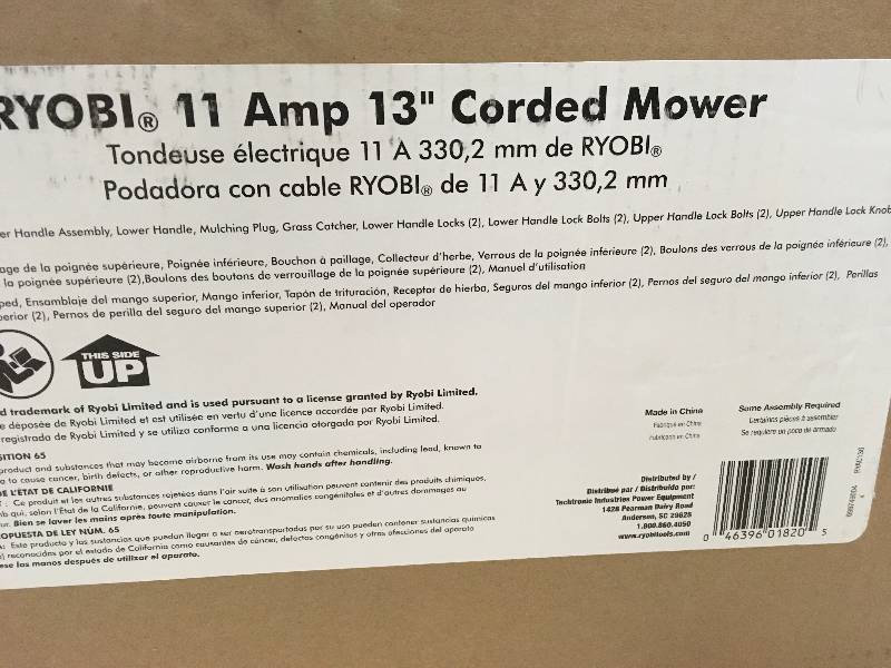 Ryobi 13 in. 11 Amp Corded Electric Walk Behind Push Mower not used