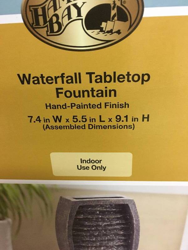 Hamptonn Bay waterfill table top fountain new