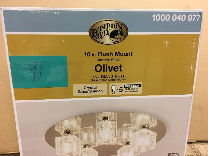 Hampton Bay 5-Light Chrome Olivet Flush Mount 16 in New