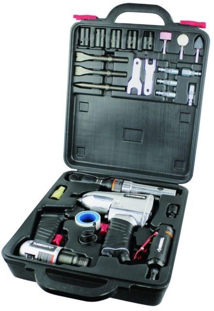 Husky 4-tool Air Ratchet Grinder Impact Wrench Hammer Tool Kit in like new condition